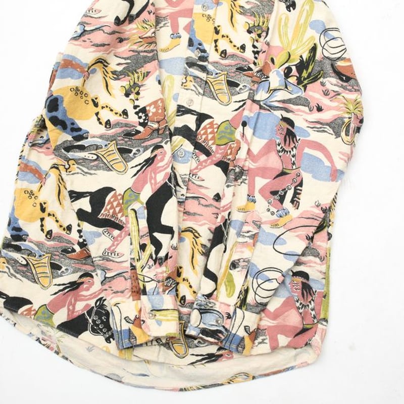 トップス 80's shadow boxer print flannel shirt 80's shadow boxer print flannel shirt