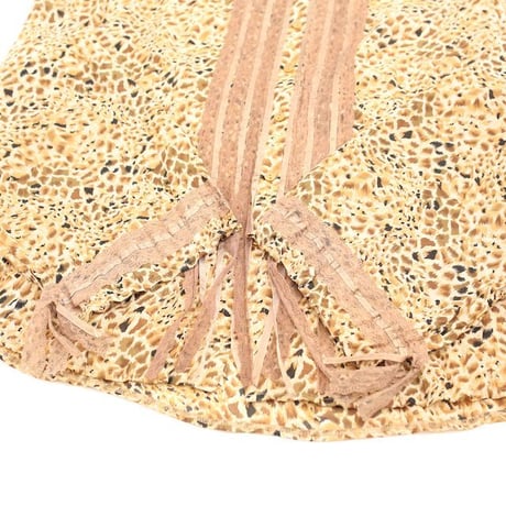 Lace & Fringe Design Animal Pattern L/S Shirt