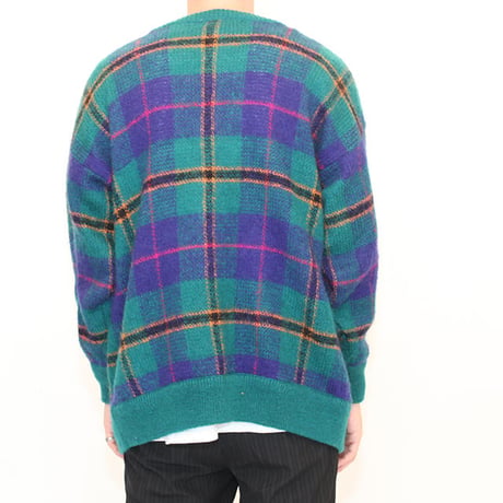 Mohair Check Knit Cardigan
