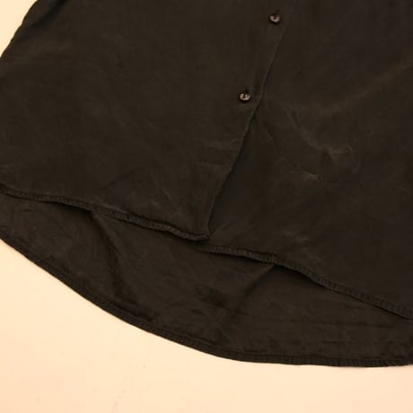 Open Collar Silk L/S Shirt Black