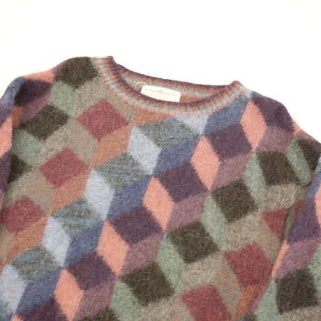 Geometric Pattern Alpaca 100% Knit Sweater