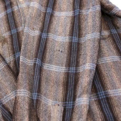 60's Open Collared Check Wool L/S Shirt