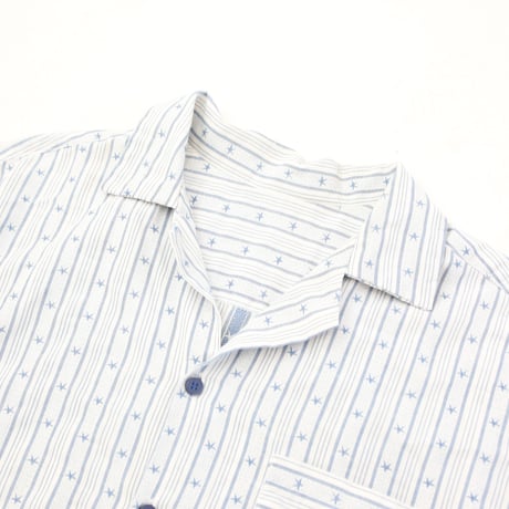 Star & Striped Pattern Open Collar S/S Shirt