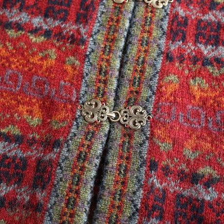 Patterned Wool Knit Cardigan