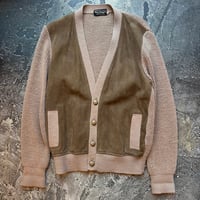 Norm Thompson Suede × Wool Knit Cardigan MADE IN GREAT BRITAIN