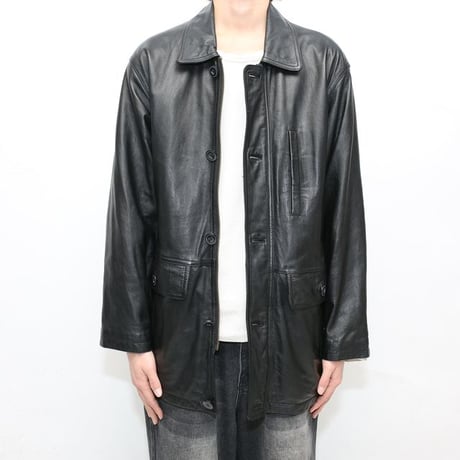 Black Leather Half Coat