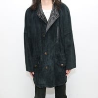 Black Nubuck Leather Coat