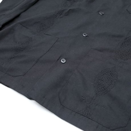 Black Embroidery L/S Shirt