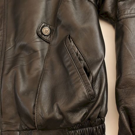 Euro Vintage Black Lamb Leather Jacket Loose Silhouette