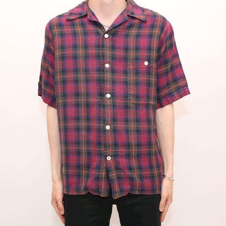 40's Rogers Peet Company Checked Open Collar S/S Shirt