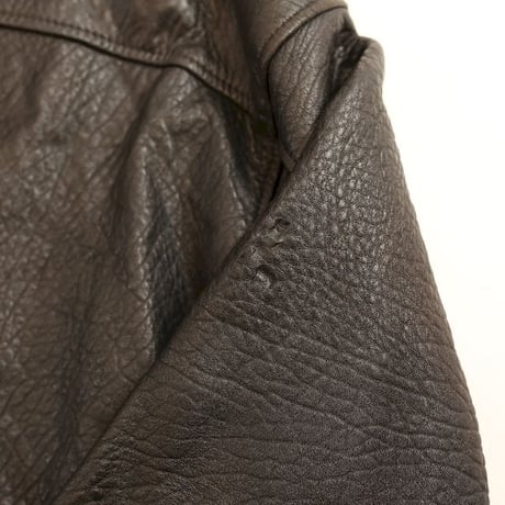 Euro Vintage Rib Leather Jacket Black