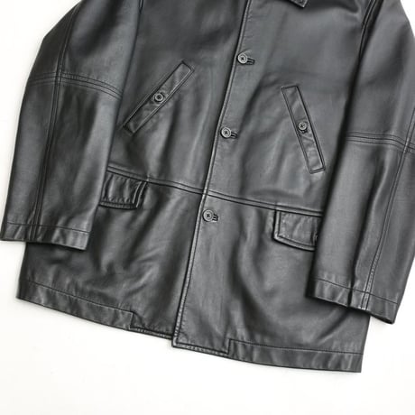 Black Lamb Leather Half Coat