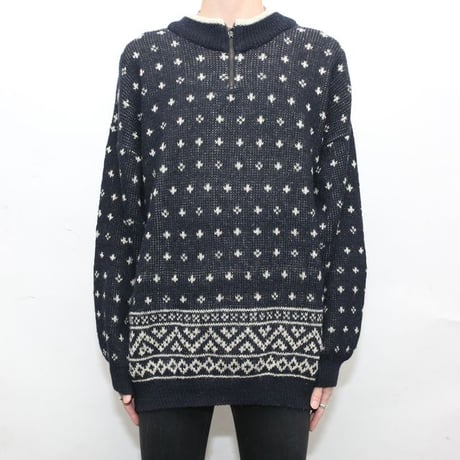 Half Zip Wool Knit Sweater