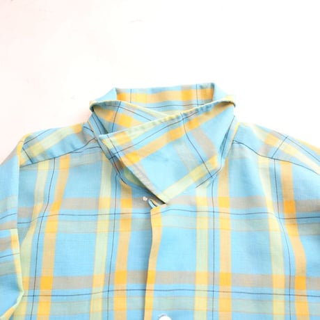 70's Open Collared Plaid Shirt