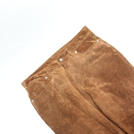 Suede Leather Flared Pants