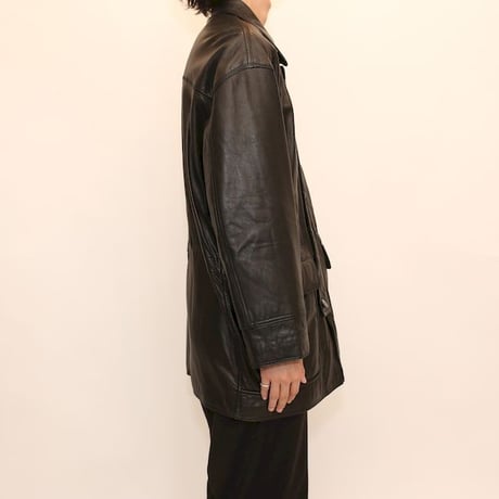 Next Stage Casual Black Leather Coat