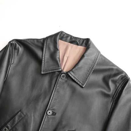 Black Lamb Leather Half Coat