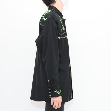 Black Embroidery Western Shirt