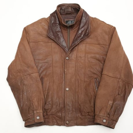 Layered Gimmick Brown Leather Jacket