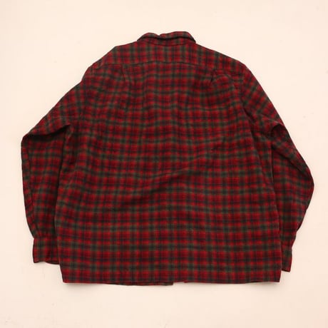 60's Pendleton Open Collar Wool Checked L/S Shirt