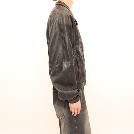 Black Lamb Leather Jacket Loose Silhouette