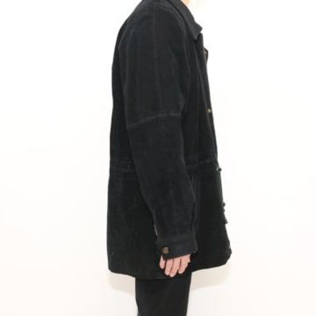 Black Suede Leather Coat