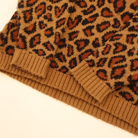 Leopard Pattern Knit Sweater MADE IN USA
