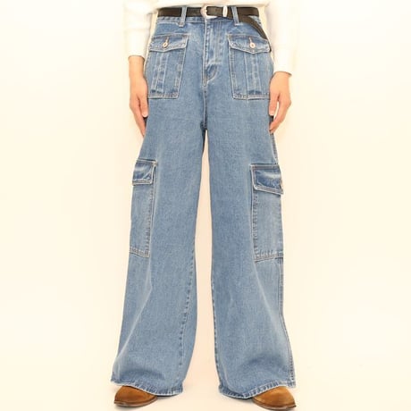 Wide Denim Cargo Pants