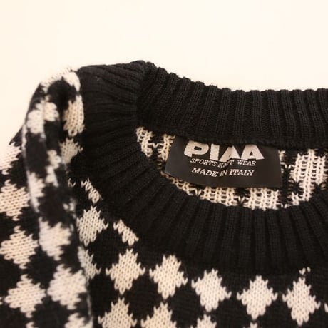 Black × White Patterned  Knit Sweater MADE IN ITALY