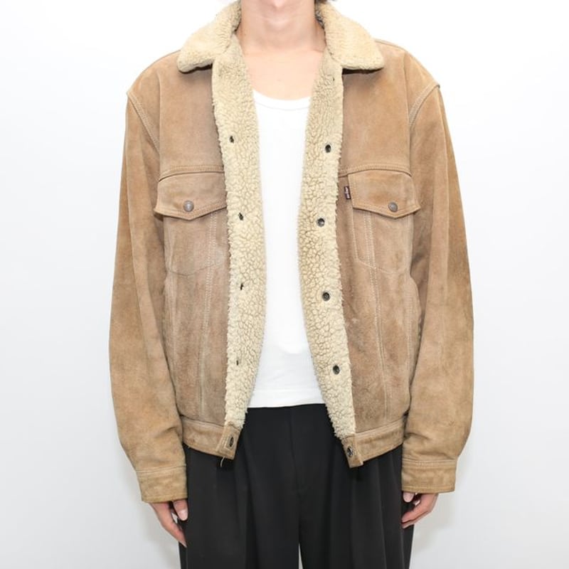 70s LEVI'S SUEDE LEATHER BOA VEST リーバイス Vintage 70s Levis Orange Tab Western Suede Leather Vest XL