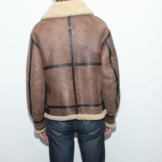 約65cm身幅90's vintage mouton leather jacket