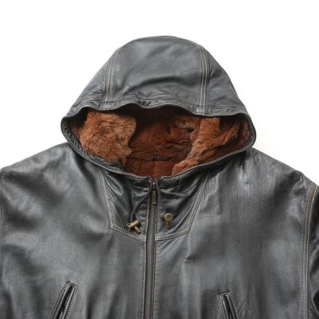 Sheep Skin Hooded Coat Rabbit Fur Linning