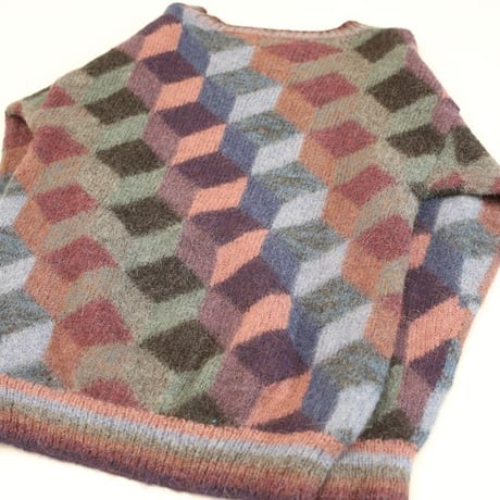 Geometric Pattern Alpaca 100% Knit Sweater
