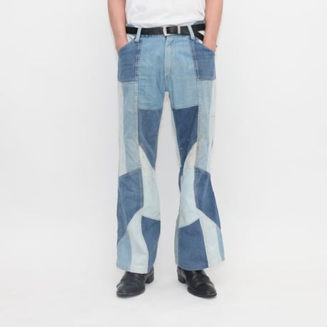 Patchwork Boots-Cut Denim Pants