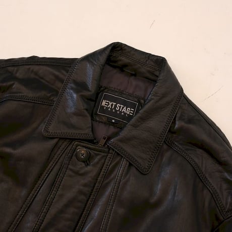 Next Stage Casual Black Leather Coat