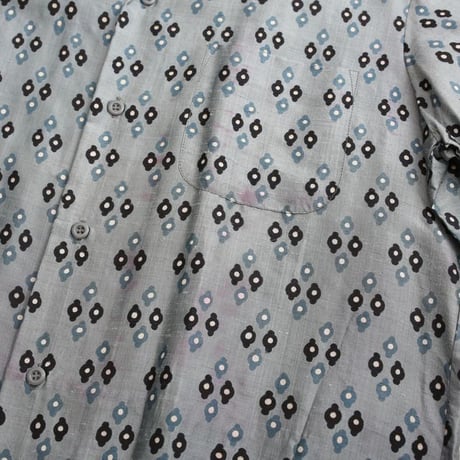 Vintage Patterned Open Collar Silk S/S Shirt