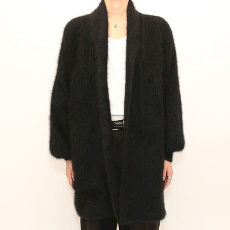 Black Angora Knit Cardigan