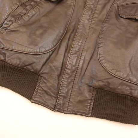 Rib Leather Jacket Brown