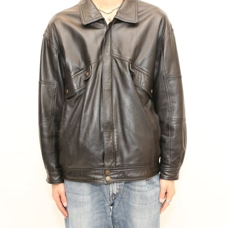 Black Lamb Leather Jacket Loose Silhouette