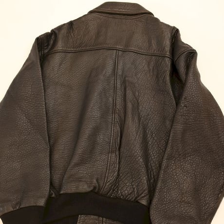 Euro Vintage Rib Leather Jacket Black