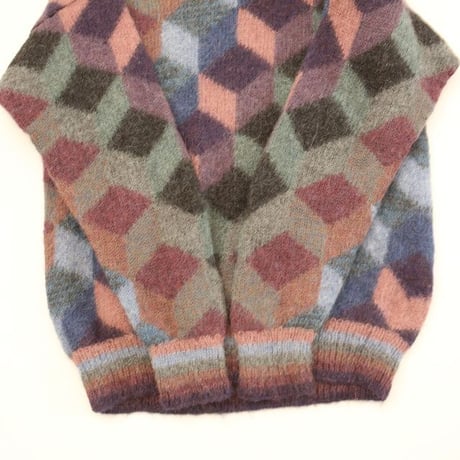 Geometric Pattern Alpaca 100% Knit Sweater