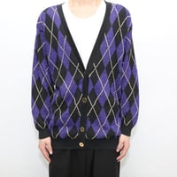 Argyle Pattern Lame Knit Cardigan