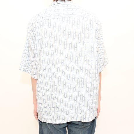 Star & Striped Pattern Open Collar S/S Shirt