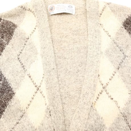 Argyle Pattern Wool Knit Cardigan