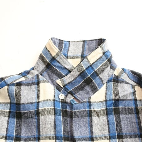 60's Open Collared Plaid  Wool L/S Shirt