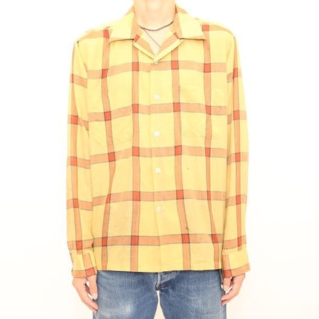 60's Open Collared Check L/S Shirt