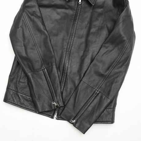 Double Zip Black Lamb Leather Jacket