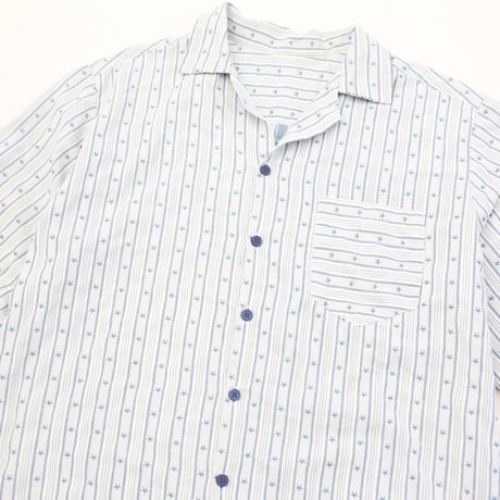 Star & Striped Pattern Open Collar S/S Shirt