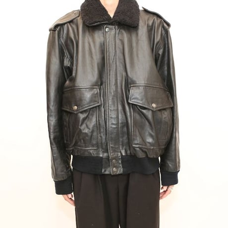 All Black G-1 Type Flight Leather Jacket