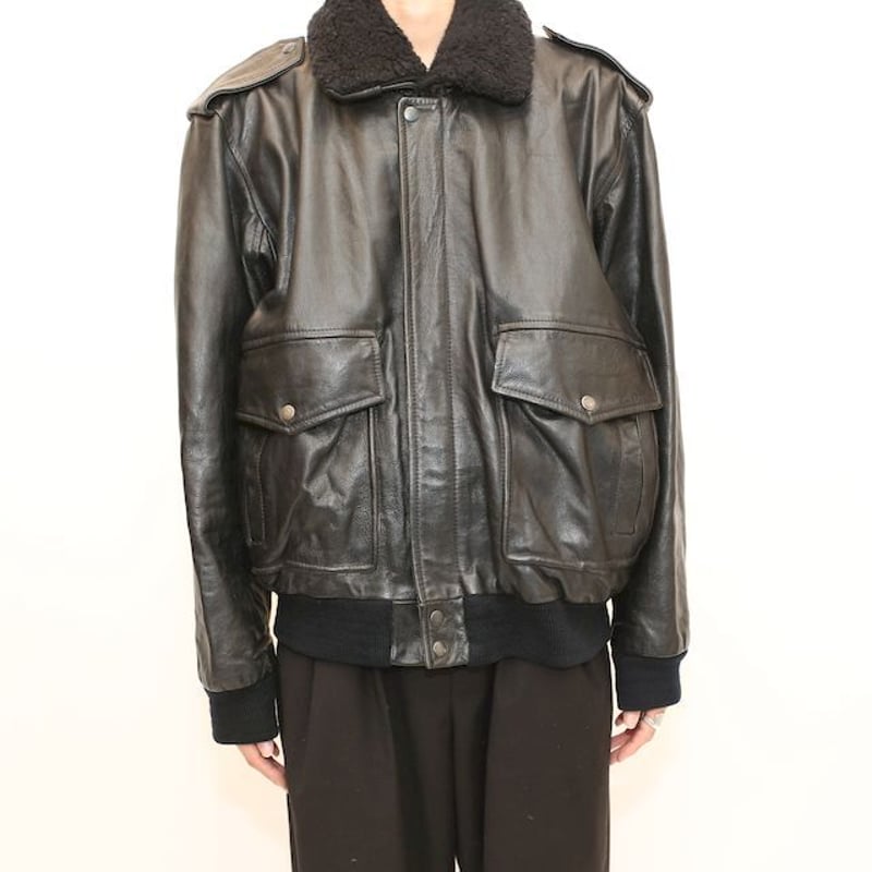 All Black G-1 Type Flight Leather Jacket | Strato